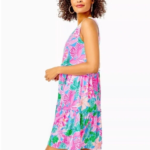 Lilly Pulitzer Lorina V-Neck Dress “Multi Lions Lair” Sz. XXL - Picture 3 of 16